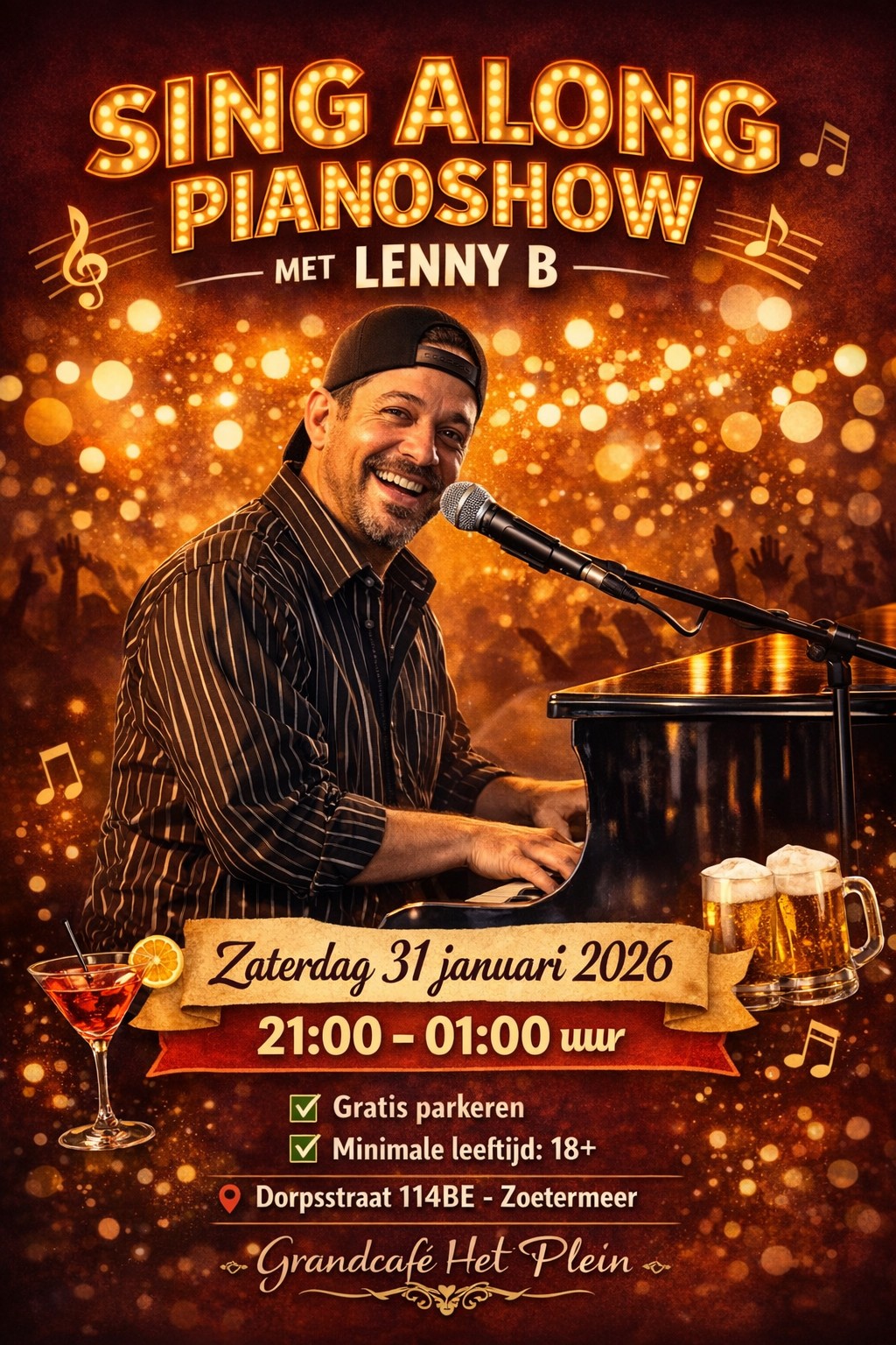 singalong pianoshow lennyb grandcafehetplein
